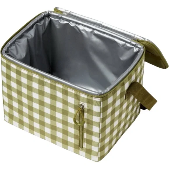 New Room Essentials 18 Can Box Insulated Cooler Green White Plaid 11 Qt Capacity - Picture 4 of 5
